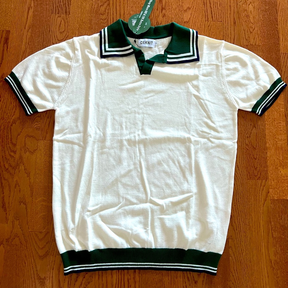 Classic White Polo with Green Trim